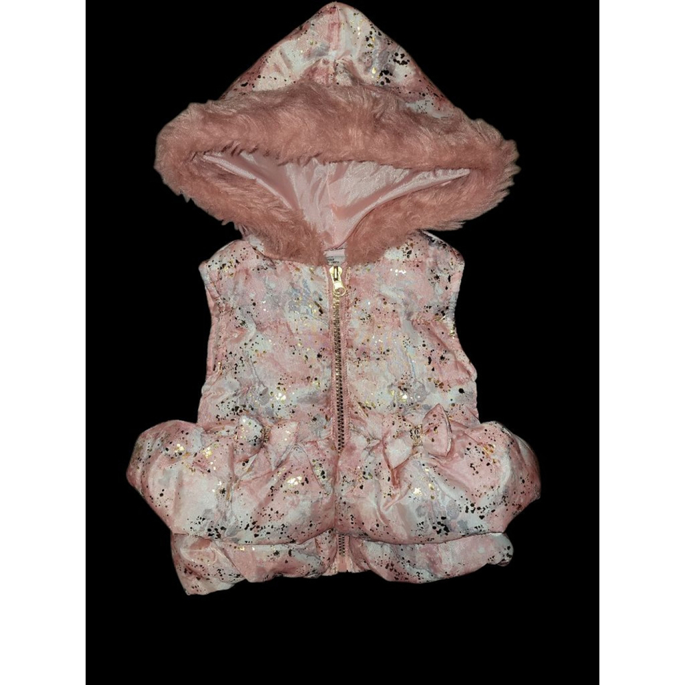 Girls Little Lass Vest Size 12M Pink Puffer